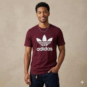 Adidas Men's Burgundy Tee with White Logo